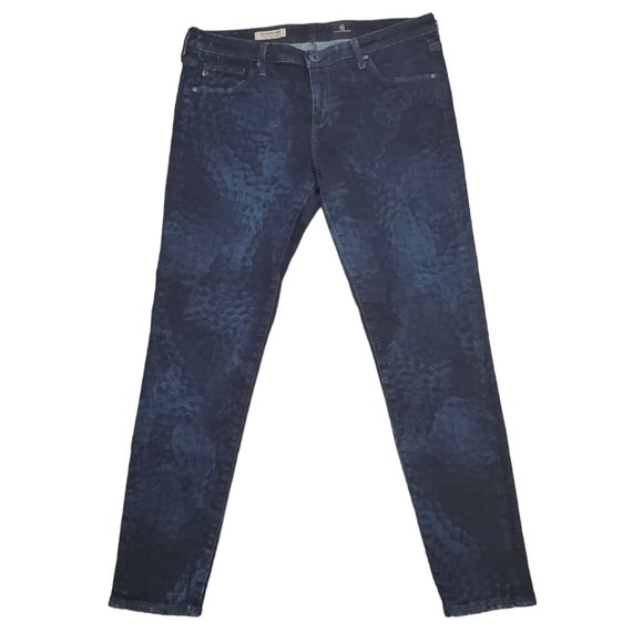AG Legging Ankle Super Skinny 31R (31x27.5 8.5 Low Rise) Scale Pattern Jeans A18 - Picture 1 of 10